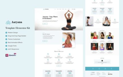 Aaryana Yoga - Health & Fitness Ready to Use Elementor Kit