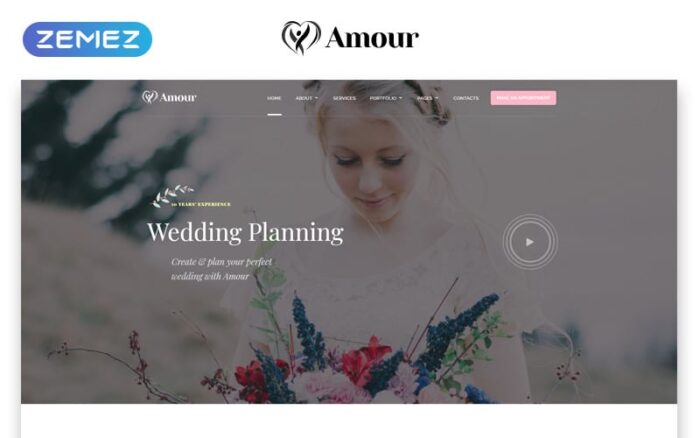 Amour - Wedding Multipage Clean Bootstrap HTML Website Template