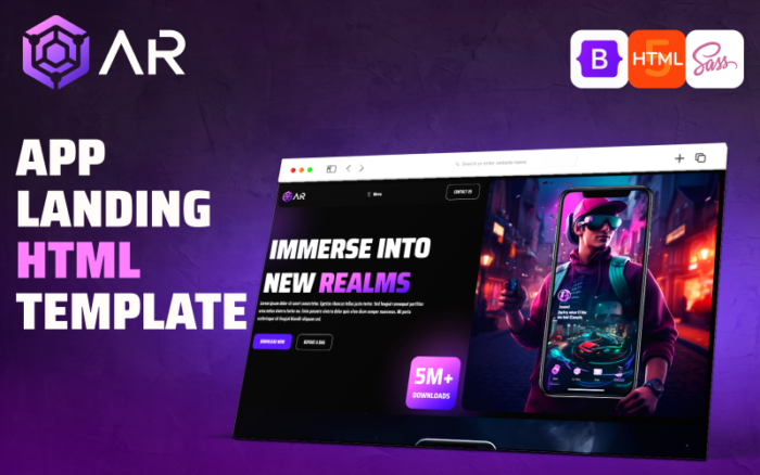 AR - Ultimate Mobile APP Landing Page HTML Website Template