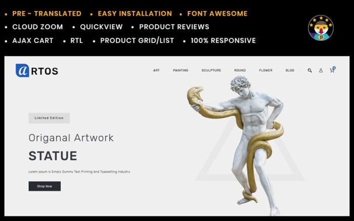 Artos Art and Showpieces Prestashop Theme