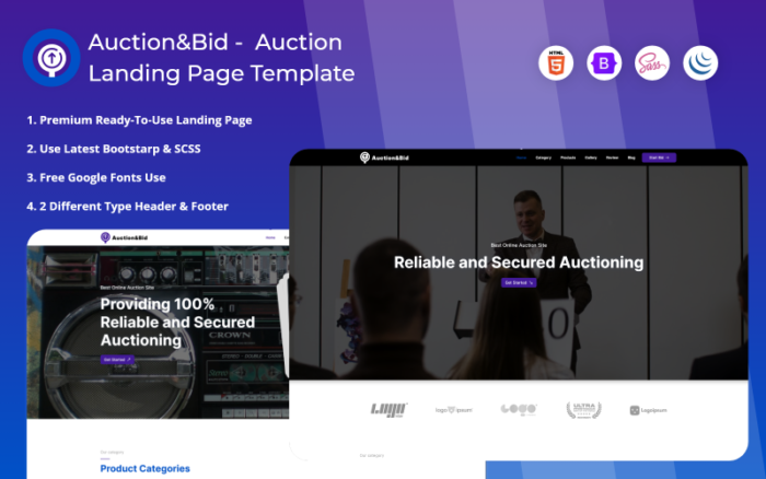 Auction&Bid -  Auction Landing Page Template