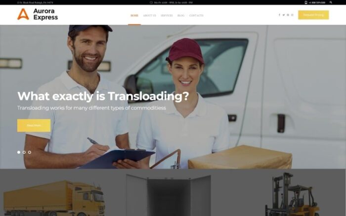 AuroraExpress - Transportation Company Responsive WordPress Theme