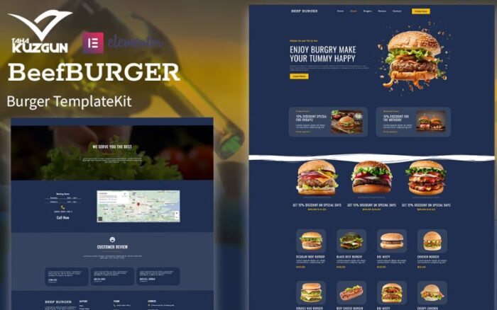 Beef Burger - One Page Elementor Kit