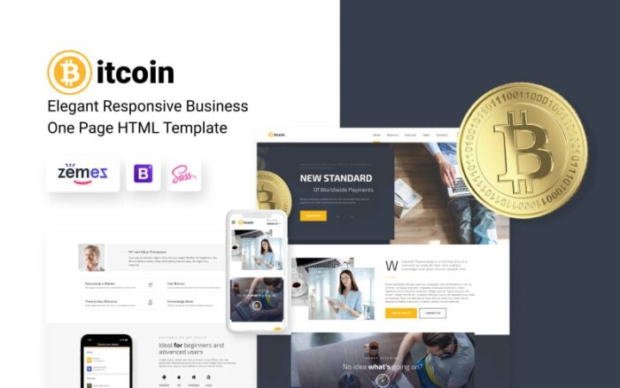 Bitcoin - Elegant Bitcoin HTML Landing Page Template