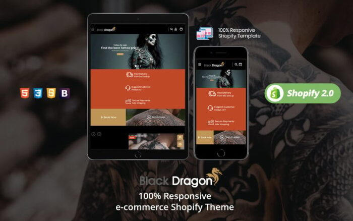 Blackdragon Tattoo - Artwork Black Tats Body Art Shopify 2.0 Theme