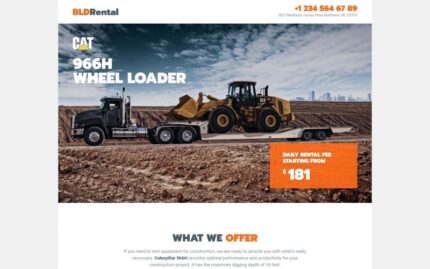 BLDRental - Equipment Rental Landing Page Template