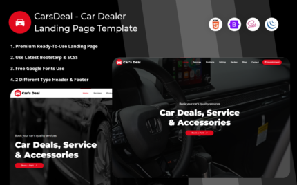 CarsDeal -  Car Dealer Landing Page Template