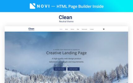 Clear - Simple Creative Agency HTML with Novi Builder Landing Page Template