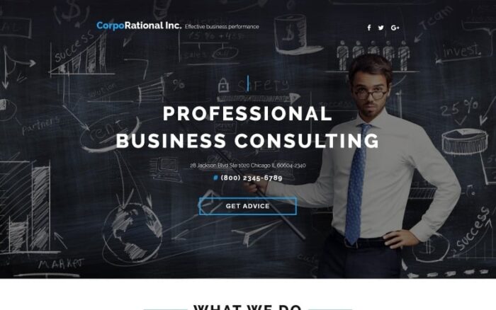 CorpoRational - Business Consulting with Built-In Novi Builder Landing Page Template