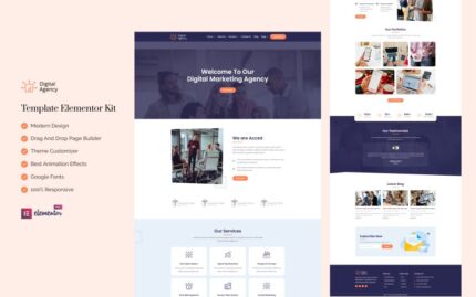 Digital Agency - Marketing Services  Ready to Use Elementor Kit