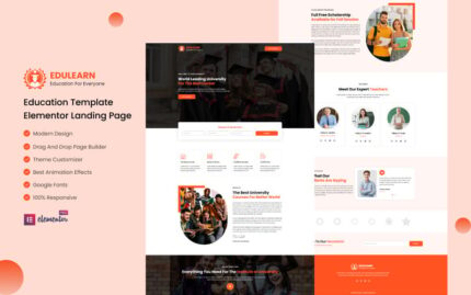 EduLearn - School and University Education Ready to Use Elementor Template