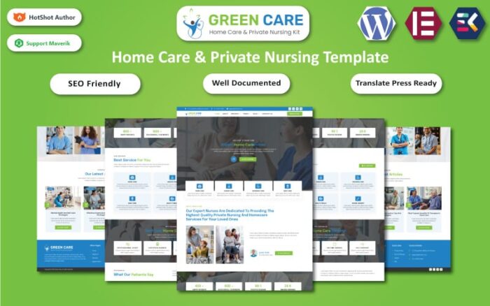 Green Care - Home Care & Private Nursing WordPress Elementor Template