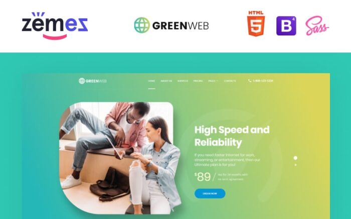 Green Web - Internet Provider Multipage Creative HTML Website Template