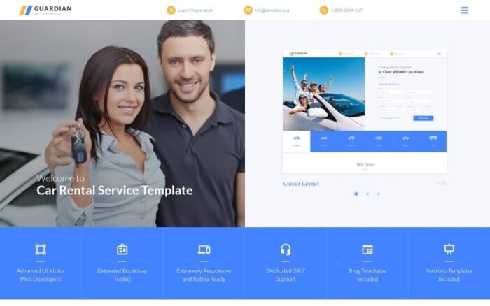 Guardian - Responsive Car Rental Company Multipage HTML Website Template