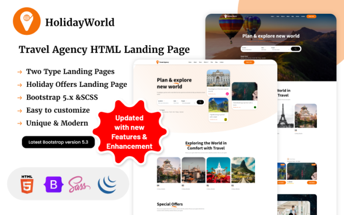 HolidayWorld - Travel Agency HTML Landing Page