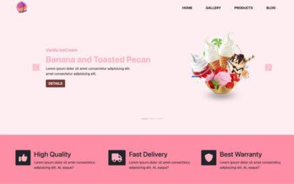 Ice cream business landing page