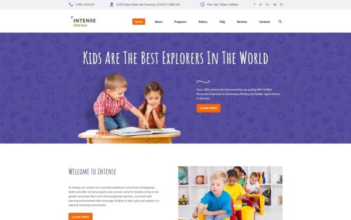 Intense Child Care Website Template