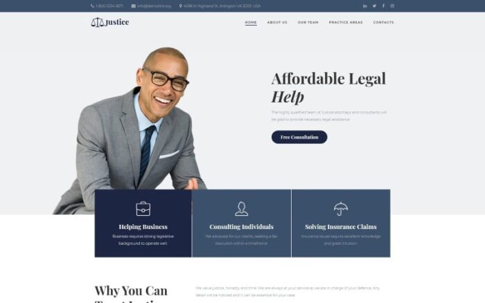 Justice - Legal Firm Landing Page Template