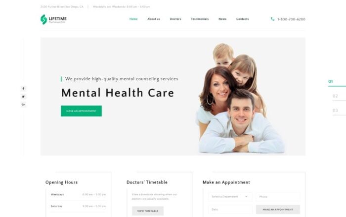 Lifetime - Psychologist Clean HTML Landing Page Template