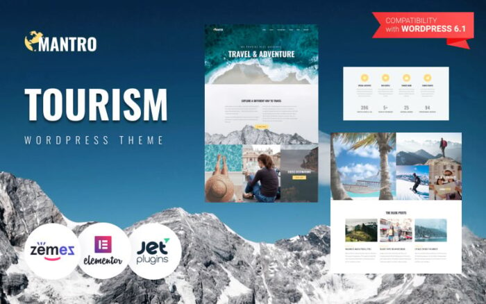 Mantro - Tourism One Page Modern WordPress Elementor Theme