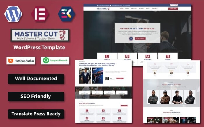 Master Cut - Barber, Hair Salon & Tattoo Shop WordPress Elementor Template