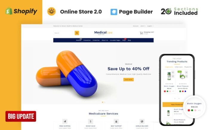 Medical Care Health & Medicine Store Shopify Theme