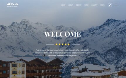 Peak - Hotels One Page Clean HTML Landing Page Template