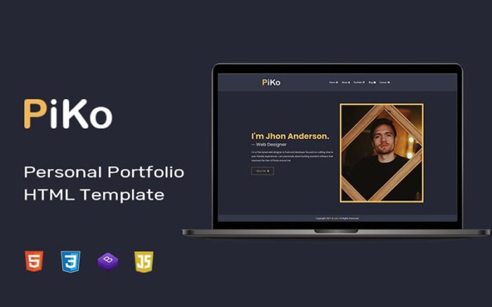 Piko - Personal Portfolio HTML Landing Page Template