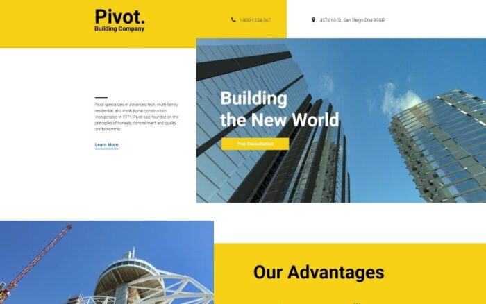 Pivot - Construction Company Clean HTML Landing Page Template