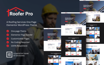 Roofer Pro - Roofing Services Elementor WordPress Theme