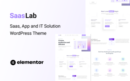 SaasLab - SaaS, App and IT Solution One Page WordPress Theme