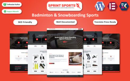 Sprint Sports - Badminton & Snowboarding Sports WooCommerce Elementor Template