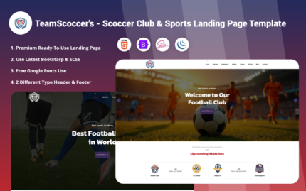 TeamScoccer's -  Scoccer Club & Sports Landing Page Template