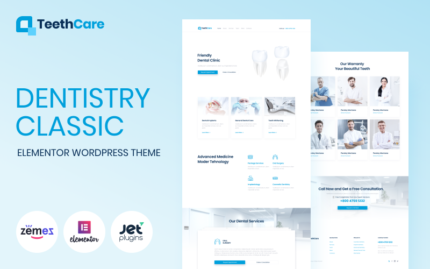 TeethCare - Dentistry Classic WordPress Elementor Theme