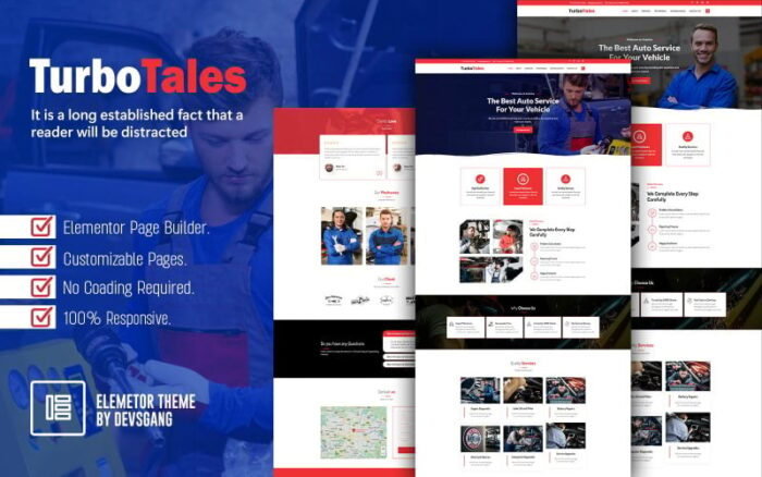 Turbotales Car Repair & Maintenance Elementor theme