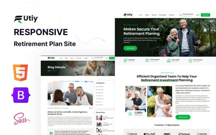 Utiy - Retirement Planning Elder Care Home Website Template