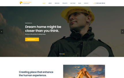 Washington Construction Building  Landing Page HTML Template