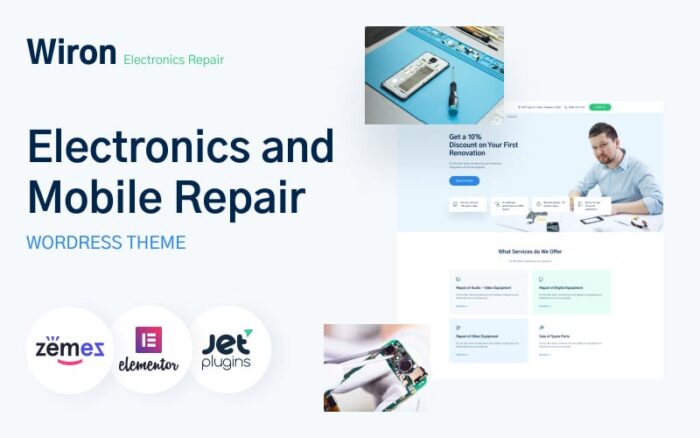 Wiron - Electronics and Mobile Repair Template WordPress Theme