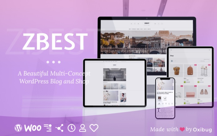 ZBest - Multi-Concept WordPress Blog Theme and Shop for Writers and Bloggers